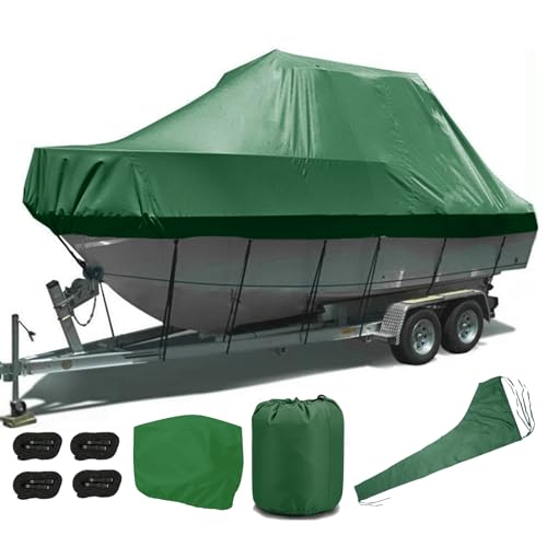 Bâche de bateau 420D imperméable verte avec housse moteur pour console centrale 19-21FT