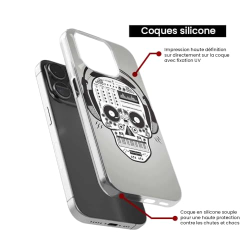 1001coques Coque Compatible avec Xiaomi Mi 10T, Xiaomi Mi 10T Pro - Housse Fine en Silicone Transparente - Design Skull Music – vue 4