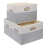 DIMJ Storage Basket for Shelves, 3 Pack Extra Large Closet Storage Bins, Foldable Rectangular Fabric...