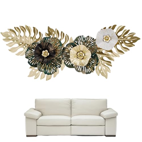 Décoration murale métal fleur dorée DAGLLGEW pour salon moderne