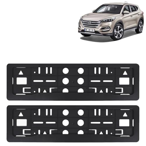 Image of KINGSWAY Tucson Car Number Plate Frames for All 2009 to 2015 Models of Hyundai Car Registration Plate Holders, Black Licence Plate Covers (Front and Rear), Universal Size 51.5 x 14.5 cm