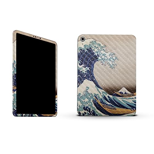 Image of MightySkins Carbon Fiber Skin Compatible with Apple iPad 10.9 inch 10th Gen (2022) Full Wrap Kit - Great Wave of Kanagawa | Protective Durable Textured Carbon Fiber Finish | Easy to Apply Made in The USA