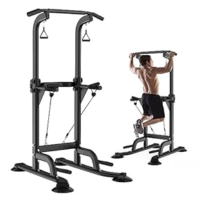 Leiblsufo Pull Up & Dip Station Dip Stand Power Tower, Adjustable Height Home Strength Training Fitness Workout Station, Suitable for Teenagers, Women, Men
