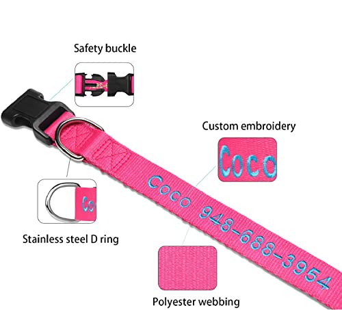 FlowerTown Personalized Dog Collar with Embroidered Name and Phone Number, Custom Dog ID Collars 4 Adjustable Sizes with Safety Release Buckle and D-Ring (Normal), Blue - Image 4