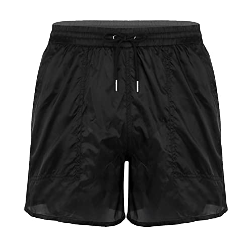 Men's Mesh Sheer Swim Trunks See Through Swim Shorts with Bulit-in Mesh Briefs