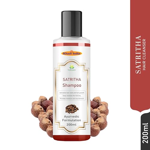 Image of Khadi Vedimatic Natural Satritha Shampoo for Strong Hair | Herbal Shampoo for Controlling Hair Fall | Natural Shampoo for Repairing Damaged Hair (Pack of 1, Satritha)