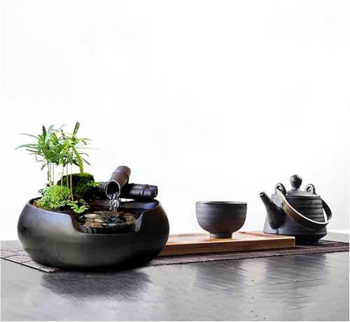 Fuente de agua eléctrica de escritorio, portátil, decorativa, zen, meditación, cascada, feng shui, para interiores y exteriores, hogar, oficina, relajación