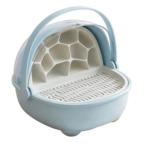 Ronyme Seidenraupenzuchtbox, Beobachtungskäfig mit Tragegriff für Schildkröten, tragbare Futterbox für Reptilien, Blau