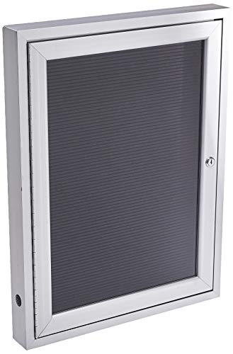 Ghent 2" x 1 1/2" 1 Door Outdoor Enclosed Vinyl Letter Board, Black Letter Panel, Satin Aluminum Frame (PA121 1/2BX-BK)