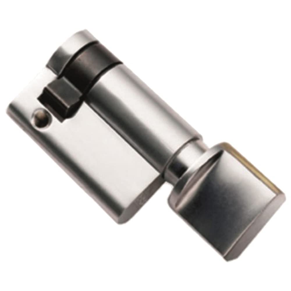 Loops Satin Chrome 45Mm Euro Single Thumbturn Twist Lock - 5 Pin - Internal Door | Locking Key Barrel - External Door Security - Standard Cylinder - Keyed Alike, Keyed To Differ Or Master Key Options