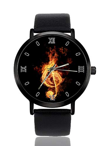 Music Notes Wrist Watch Mens Womens Unisex Casual Leather Band Quartz Analog Wrist Watch