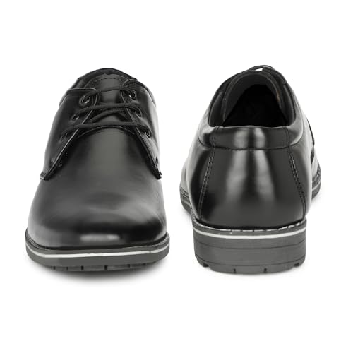 Image of Leatherful Formal Lace-up Derby Shoes for Men | Full Grain Leather | TPR Sole & Nappa Lining | Office, Party, All Occassion | Genuine Leather | Smart Casual - YKDB020BL1S-06