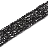 Natural Black Spinel 4mm Faceted Round Beads Loose Beads 16 Inch for Jewelry Making Beads