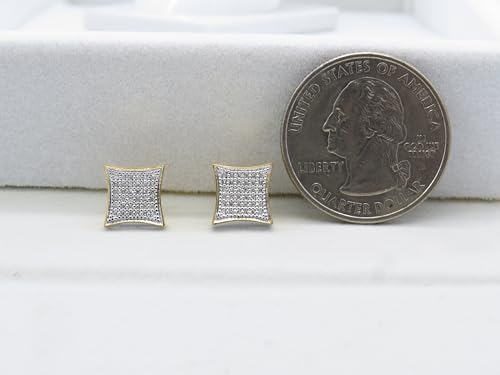 Dazzlingrock Collection 0.15 Carat (ctw) Round White Diamond 7.87mm Micro Pave Hip Hop Studs in 18K Yellow Gold Plated Sterling Silver, Screw Back, Unisex Design Ladies, Mens Real Diamond Earrings2