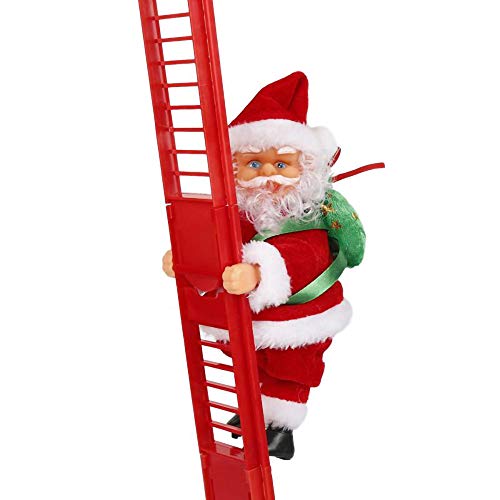Innolites Climbing Ladder Santa, Christmas Electric Climbing Santa Claus Doll Christmas Decoration with Music, Hanging Xmas Ornament Toys for Christmas Tree Ornament