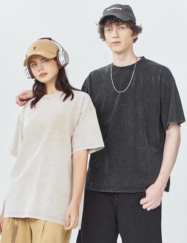 Image of Arssm Men Oversized T Shirts Vintage Tee Loose Fit Short Sleeve Casual Streetwear Baggy Washed Unisex Tops