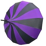 Gothic Pagoda Umbrella - Perfect For Rain Or Shine, Ideal For Vampires, Gothic Enthusiasts, And Lovers Of Unique Style (Black & Purple)