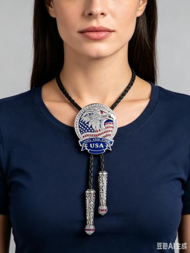 Image of GelConnie Bolo Ties for Men Women Western Cowboy Tie Mens Western Necklace Leather Necktie Gold Bolero Tie Cowboy Necklace