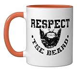 Respect the Beard Reverence for the Beard Ceramic Mug, Orange/White