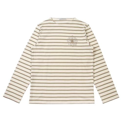 [mardi mercredi] [マルディメクルディ] Tシャツ TSHIRT LONG SLEEVE STRIPE 長袖 レディース 韓国 ファッション アパレル 刺繍ロゴ ベージュチェスナット [並行輸入品]