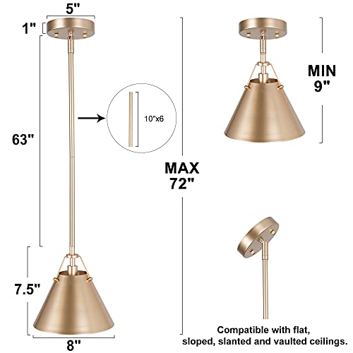 Optimant Lighting Gold Pendant Lighting, Modern Hanging Light Fixture For Kitchen Island, Hallway, Dining Room, Foyer And Bedroom #TOP1
