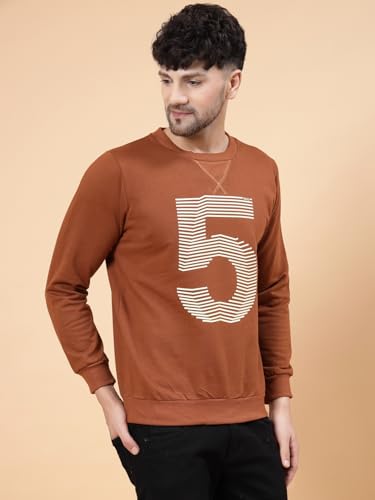 Image of Rigo Fleece Printed Round Neck Sweatshirt for Men | Full Sleeves Sweatshirt for Men | Casual Wear & Stylish Sweatshirts for Men