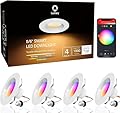 Lumary 4 Pack Smart LED Recessed Lighting 5/6 Inch, Retrofit LED Can Lights RGB Color Changing WiFi Recessed Lights, 13W 1000LM Metal Baffle Trim Downlight, Work with Alexa/Google Assistant/Siri