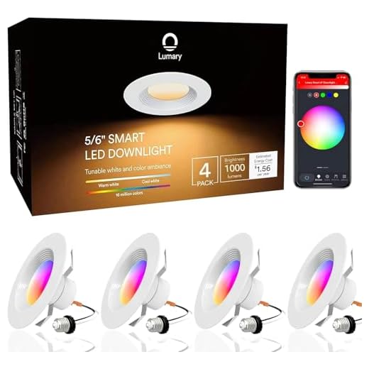 Lumary 5/6 inch LED Smart Recessed Lighting Wi-Fi Can Lights RGBWW Downlight Music Sync Simple Retrofit Installation 13W (80W Equivalent) 1100LM (5/6 in WiFi- 4)