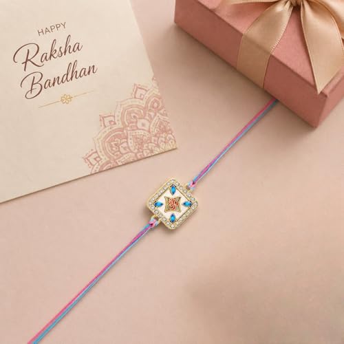 Image of Mahi Crystals Studied Divine Om Rakhi for Brother with Gold Plating (RA1100865G)