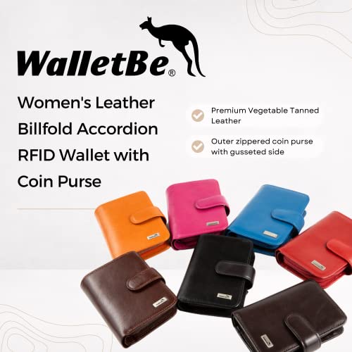Women's Wallet Leather RFID Coin Purse Billfold Accordion Black2