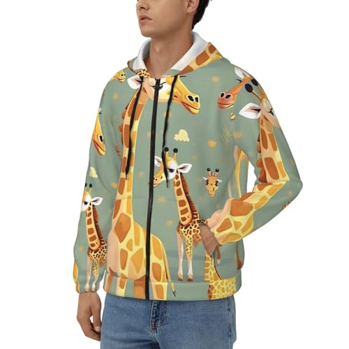 Sweatshirt zippé girafe homme en polyester doux de taille S à 3XL
