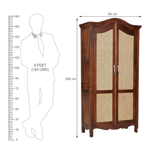 Image of The Attic Catania Kitchen Cabinet, Multipurpose Cabinet for Bedroom Living Room Study bar, Solid Wood Bookshelf /Kitchen Cabinet, Solid Mango Wood, Honey Matte Finish Cane