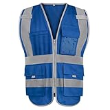 GOGO 9 Pockets High Visibility Zipper Front Safety Vest With Reflective Strips, Meets ANSI Standards