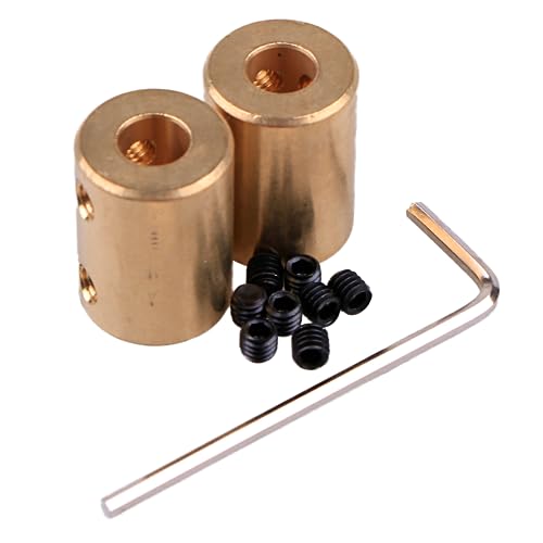 2pcs 7 x 7mm Motor Shaft Rigid Brass Sleeve Coupling Connector + Tighten Screws