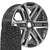 OEM FR64 20 Inch Rims and Tires Fit F-150 6x135 20x8.5 Gloss Gunmetal Machined - Hollander 10345 - TerraMax RT 275/55-20 (Set of 4)