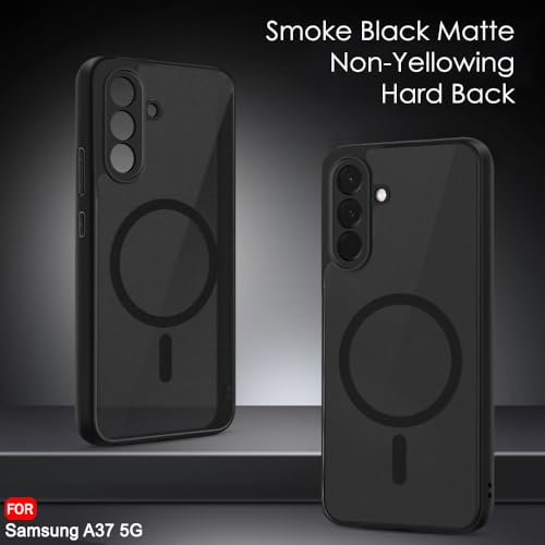 Image of TheGiftKart Back Cover for Samsung Galaxy A37 5G Case Compatible with MagSafe | Hard Translucent Smoke Matte Back | Hybrid Shockproof 360 Protection Galaxy A37 Back Cover (PC & TPU, Black Sides)