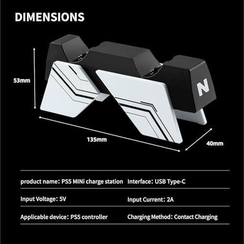Image of NiTHO Charging Station for PS5 DualSense /PS5 Edge Wireless Controllers, Controller Charger Compatible with PlayStation 5 Controllers, Vertical Dual Controller Fast Charging Dock, White