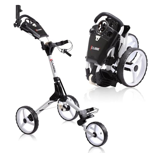 Cube Cart Golf Push Cart 3 Wheel, Smallest Folding Lightweight Golf Cart - Two Step Open/Close Push...