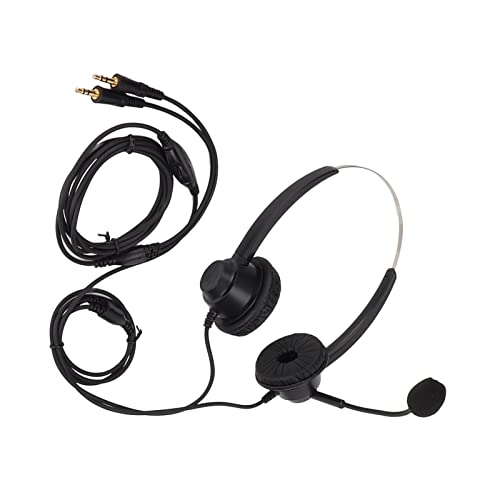Auriculares de teléfono con enchufe doble de 3.5 mm cable PC negro 3