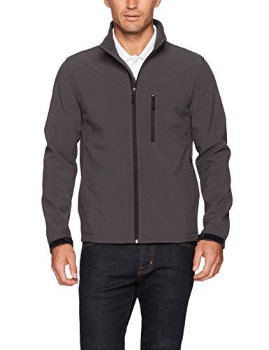 Amazon Essentials Men's Water-Resistant Softshell Jacket, Dark Grey, L