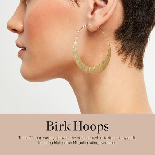 Rocksbox Birk Hoop Earrings - Gold Hoops for Women - 14k Gold Plating - Premium Quality Jewelry - 2"2