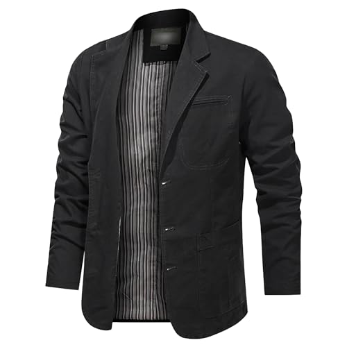 Men Blazer Suit Jacket Casual Solid Cotton Twill Suit Loose Fit Tops Three-Buttons Blazer Jacket Coats Outwear3