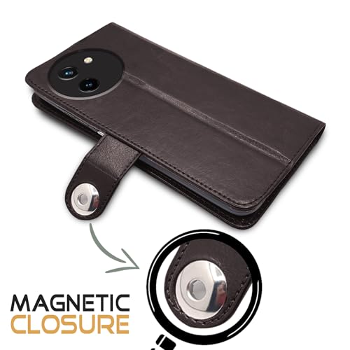 Image of Pikkme Vivo T3x 5G / Vivo Y200i 5G Flip Cover Leather Finish | Inside TPU with Card Pockets | Wallet Stand and Shock Proof | Complete Protection Button Flip Case (Coffee)