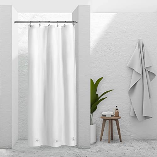 Image of Barossa Design White Stall Shower Curtain Liner with 3 Magnets - 36 inch x 72 inch, Waterproof PEVA Shower Liner for Small Bathroom Stall, PVC Free, Metal Grommets - White, 36X72