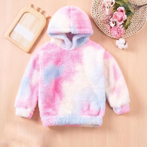 Pullover Hoodies for Toddler Girls Fuzzy Fleece Long Sleeve Tie Dye Hooded Sweatshirts Winter Fall Clothes2