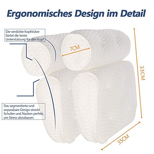 Mr.Bathif Badkussen, Spa badkussen met 7 zuignappen, 4D Air Mesh kussen, badkuip nekkussen voor schouders, rug, badkuip hoofdkussen - Image 6