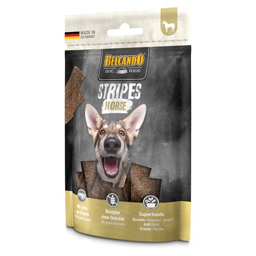BELCANDO Stripes Horse 70 g | Premium-Hundesnacks | Getrocknetes Fleisch | 100% natürlich