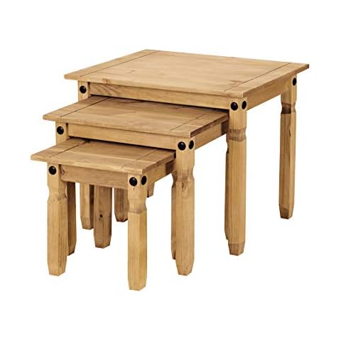 Mews Nest of Tables, Waxed Pine, (W) 53cm (D) 35cm (H) 50cm Cover