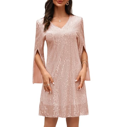 Image of COOAN Wedding Guest Cocktail & Formal Dresses for Women - Lace Sequin Dress