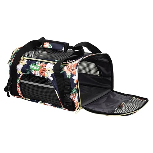 Image of KIKA Pets Goldfinch Cat Bag Carrier | Small Dog Puppy Bag Carrier | Airline Dimension Approved Akasa - Medium Size (17 x 10 x 9 inches), French Peony